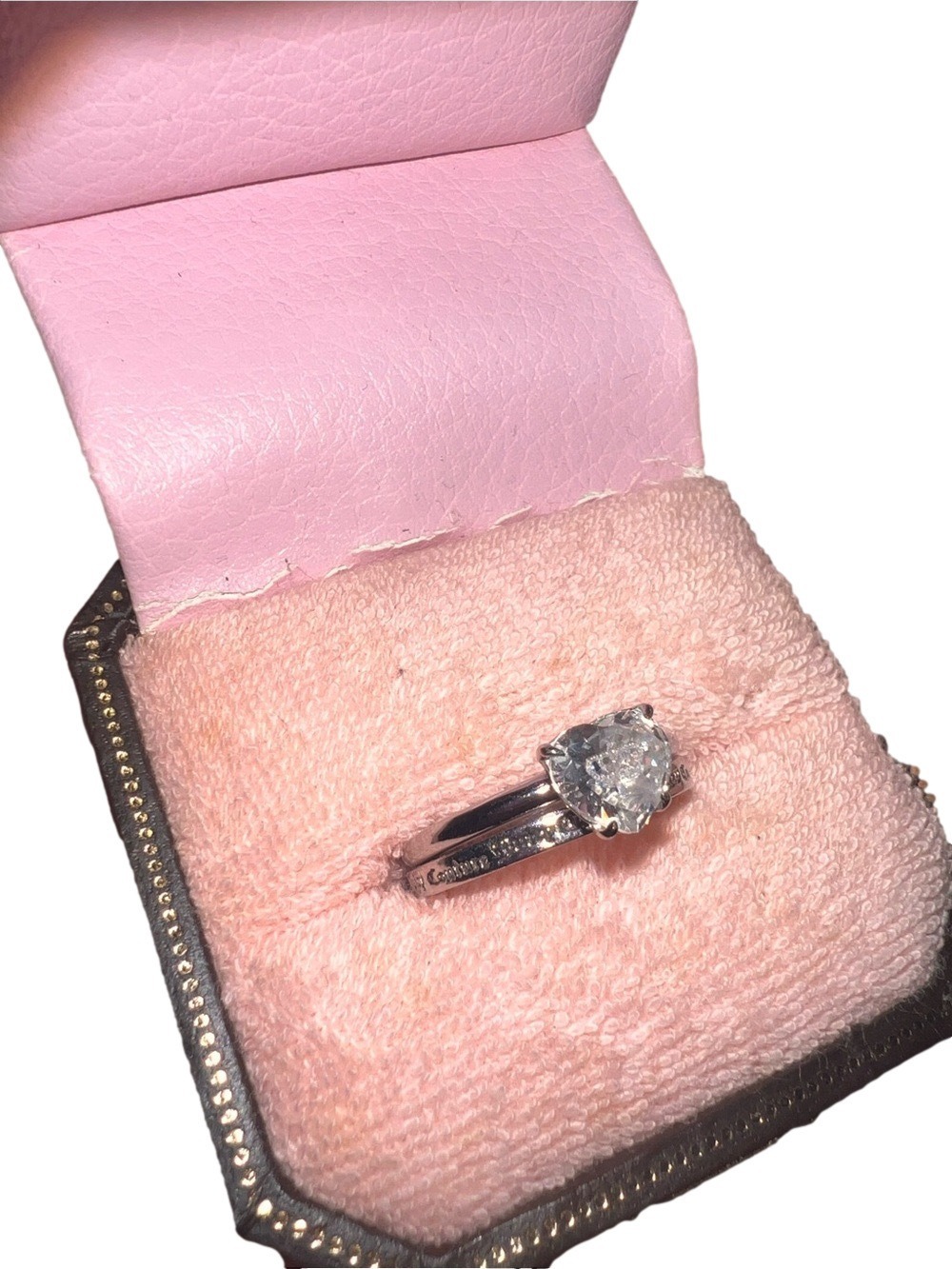 Rare ⭐️ Juicy Couture Silver Heart Solitaire Ring with Juicy Couture Brand Band - Picture 6 of 6